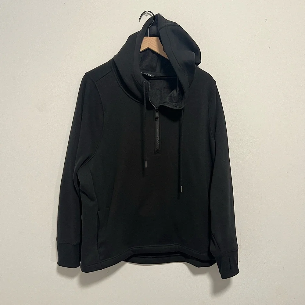 Athleta Cozy Karma 1/4 Zip Black 2XL - Picture 1 of 6
